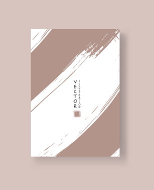 Grunge efektli soyut mürekkep fırçası afişleri. Vektör illüstrasyonu