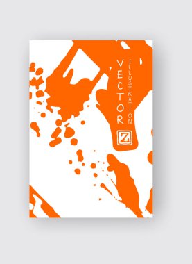 Beyaz arka planda turuncu mürekkep fırçası darbesi. Japon tarzı. Grunge lekelerinin vektör illüstrasyonu