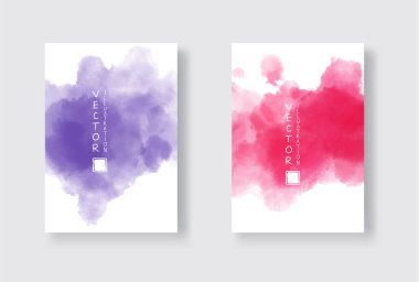 Parlak renkli vektör suluboya arkaplan seti. Soyut resimleme