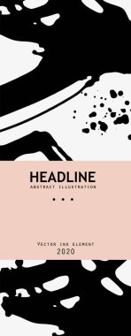 Beyaz arka planda siyah mürekkep fırçası darbesi. Japon tarzı. Grunge lekelerinin vektör illüstrasyonu