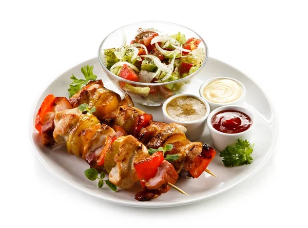 Kebabs - grilled meat and vegetables — Stock Photo, Image