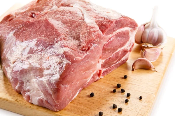 Raw Pork Cutting Board — Stock Photo, Image