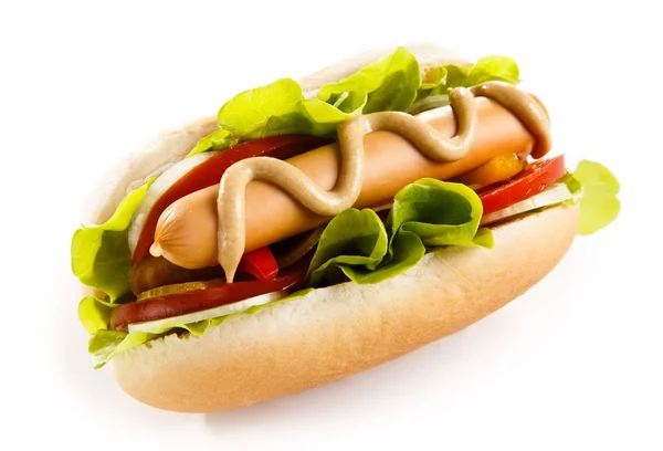 Hot Dog Fehér Háttér — Stock Fotó