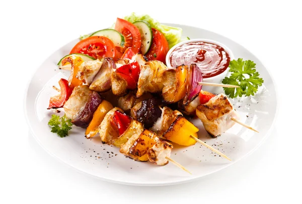 Kebabs Viandes Légumes Grillés — Photo