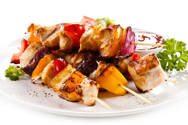 Kebab Carne Alla Griglia Verdure — Foto Stock