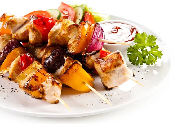 Kebabs Carne Grelhada Legumes — Fotografia de Stock