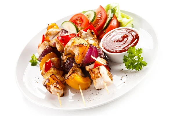 Kebab Carne Alla Griglia Verdure — Foto Stock