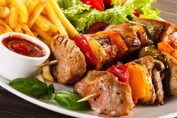 Kebab Grilled Meat Vegetables — Stock Photo, Image