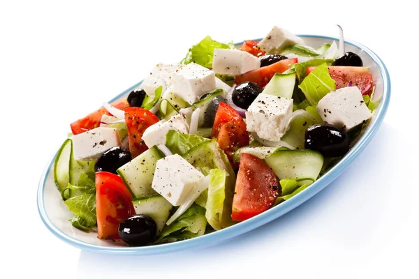 Greek Salad White Background — Stock Photo, Image