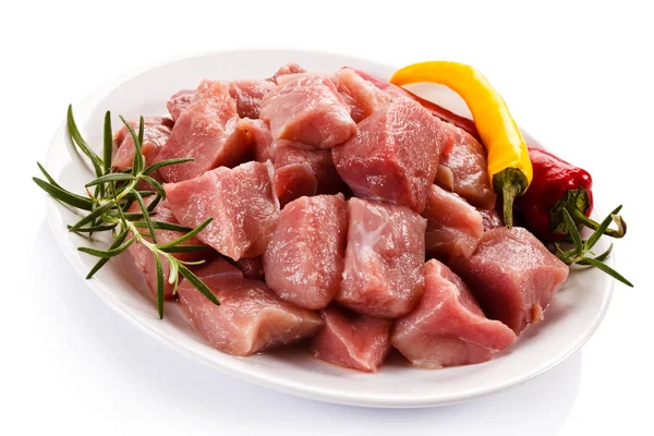 Rauw Varkensvlees Witte Achtergrond — Stockfoto
