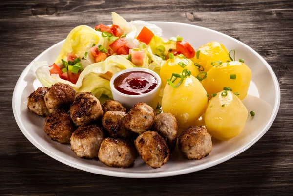 Roast Meatballs Potatoes — Stock Photo, Image