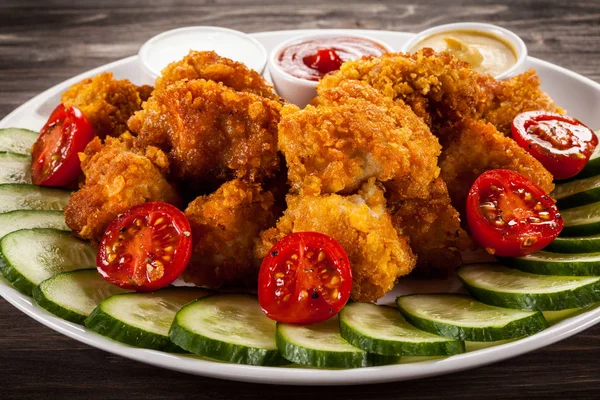 Nuggets Frango Frito Legumes — Fotografia de Stock