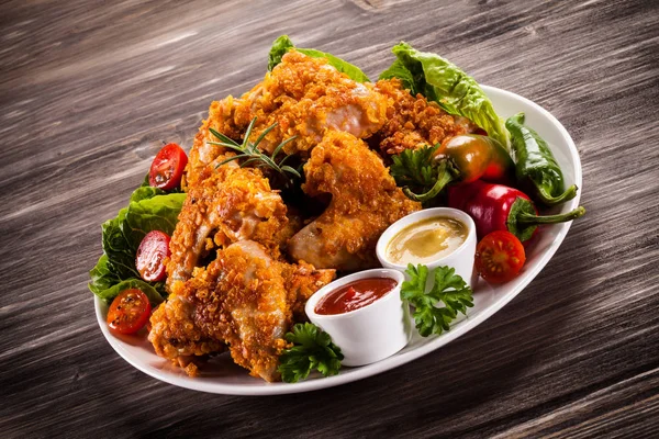 Crocchette Pollo Fritte Verdure — Foto Stock