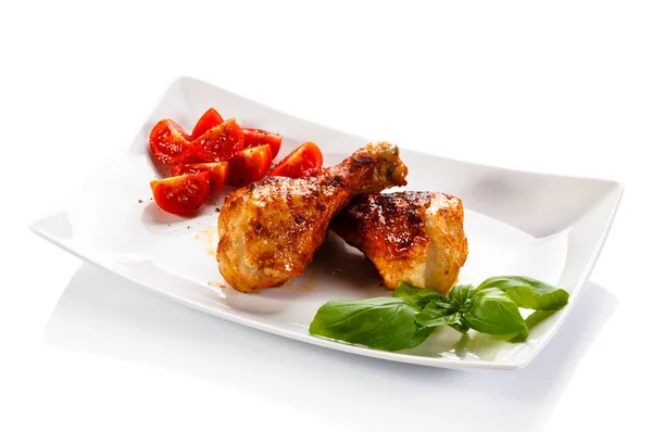 Grilled Chicken Drumsticks White Background — Stock Photo, Image