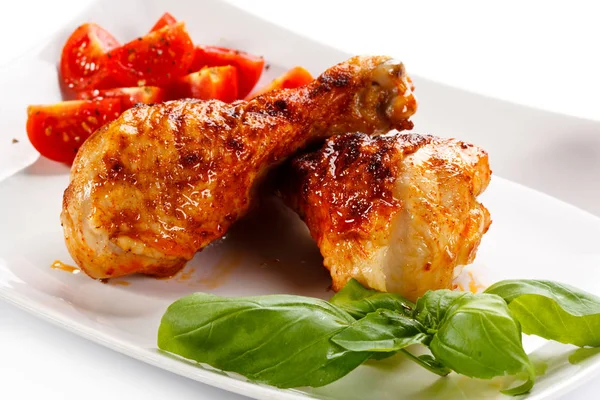 Grilled Chicken Drumsticks White Background — Stock Photo, Image
