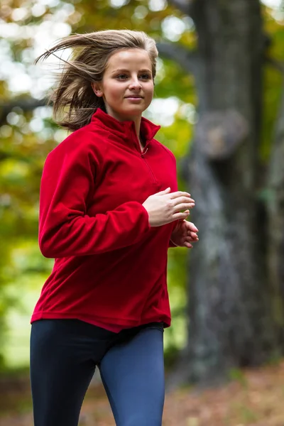 Vida Sana Mujer Corriendo Parque —  Fotos de Stock