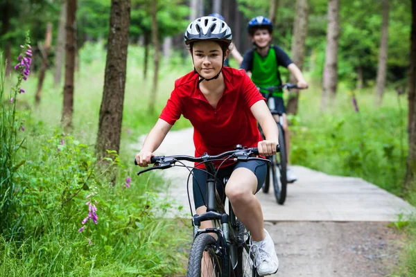 Familie Fietsen Het Bos — Stockfoto