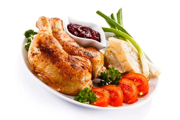 Ayam Panggang Kaki Dan Sayuran — Stok Foto