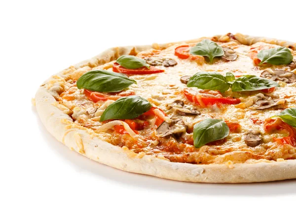 Pizza Mit Tomaten Und Pilzen — Stockfoto