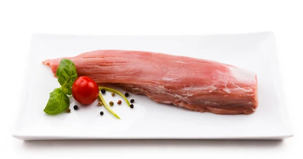 Ruwe Varkensvlees Lendenen Witte Achtergrond — Stockfoto