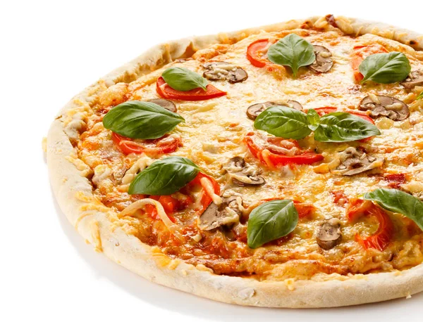 Pizza Witte Achtergrond — Stockfoto