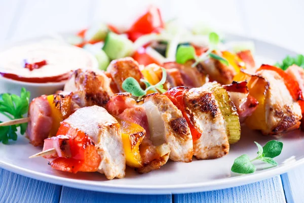 Shashlik Grillat Kött Och Grönsaker — Stockfoto