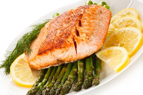 Grilled Salmon Asparagus — Stock Photo, Image