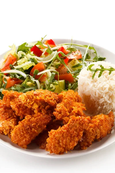 Fried Chicken Nuggets Vegetables — Stock Photo, Image