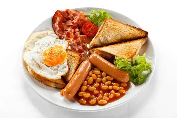 English Breakfast Toast Egg Bacon Vegetables — Stock Photo, Image