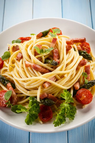 Pasta Con Carne Verdure — Foto Stock