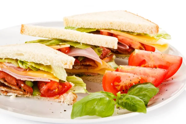 Sandwiches Sobre Fondo Blanco — Foto de Stock