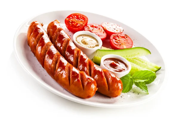 Grilled Sausages Vegetables — Stock Photo, Image