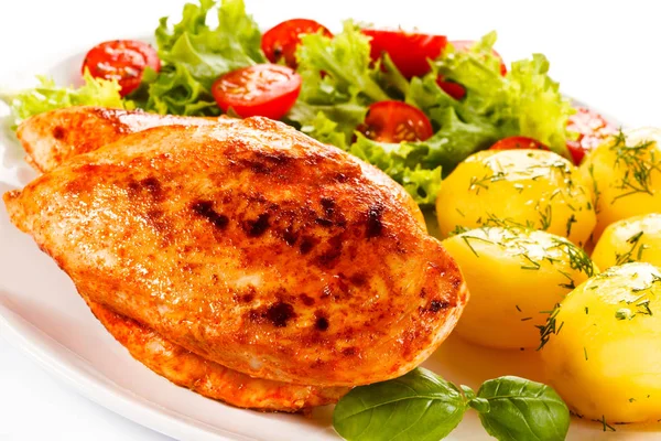 Petto Pollo Alla Griglia Verdure — Foto Stock