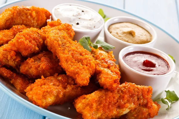 Grilled Chicken Nuggets Vegetables — Stock Photo, Image