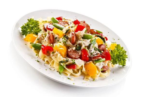 Pasta Con Salsicce Verdure — Foto Stock