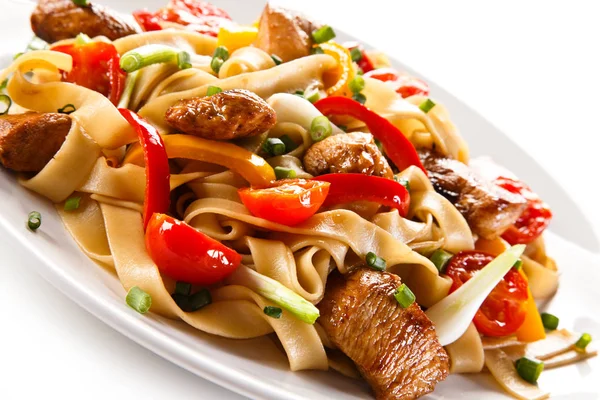 Pasta Meat Vegetables — Stock Photo, Image