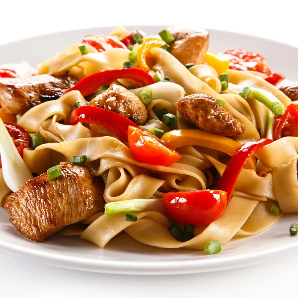 Pasta Meat Vegetables — Stock Photo, Image