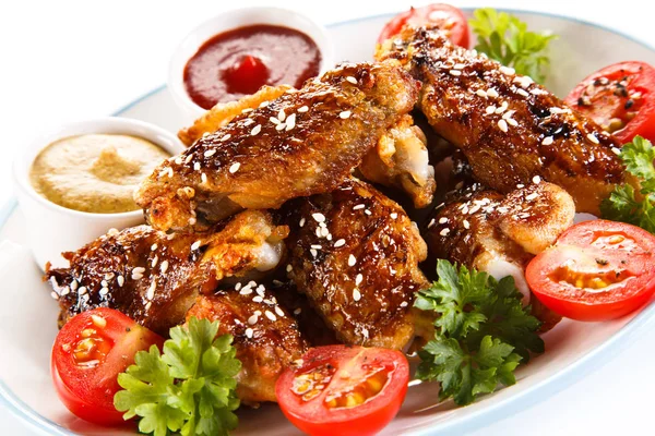 Grilled Chicken Wings Vegetables — Stock Photo, Image