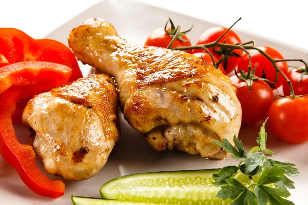 Grilled Chicken Drumsticks Vegetables — Stock Photo, Image