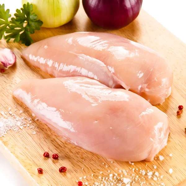 Kyckling Bröst Skärbräda — Stockfoto