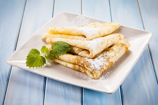 Crepes Wooden Table Stock Image