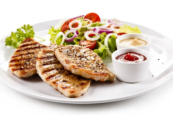 Grilled Steaks Vegetables — Stock Photo, Image