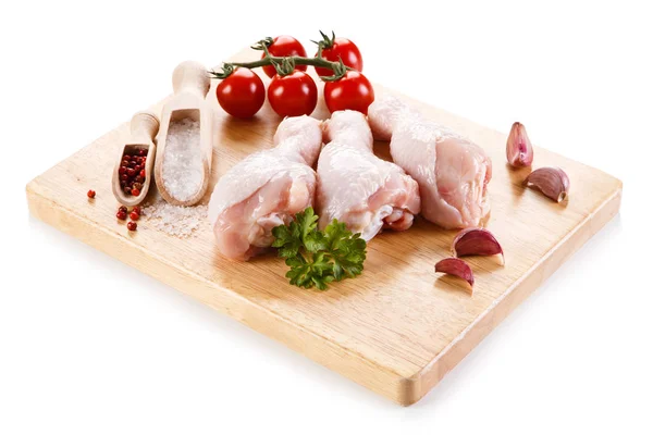 Bâtonnets Poulet Cru Sur Planche Découper — Photo