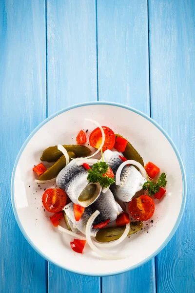 Rollmops Marinated Herrings Wooden Table — Stock Photo, Image