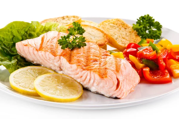 Gegrilde Zalm Groenten — Stockfoto