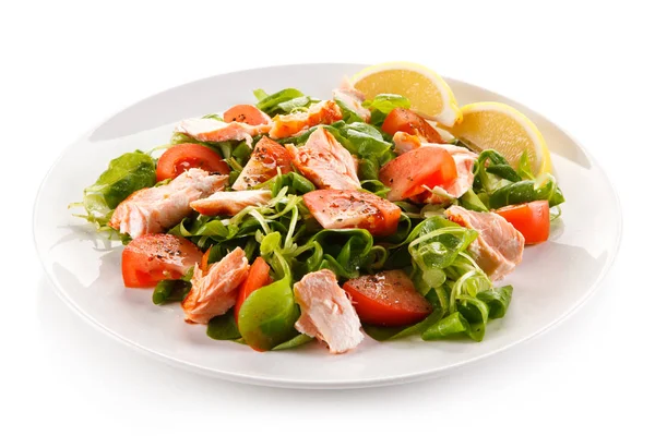 Fish Salad Roasted Salmon Vegetables — Stock Photo, Image