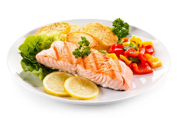 Gegrilde Zalm Groenten — Stockfoto