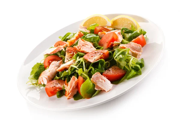 Fish Salad Roasted Salmon Vegetables — Stock Photo, Image