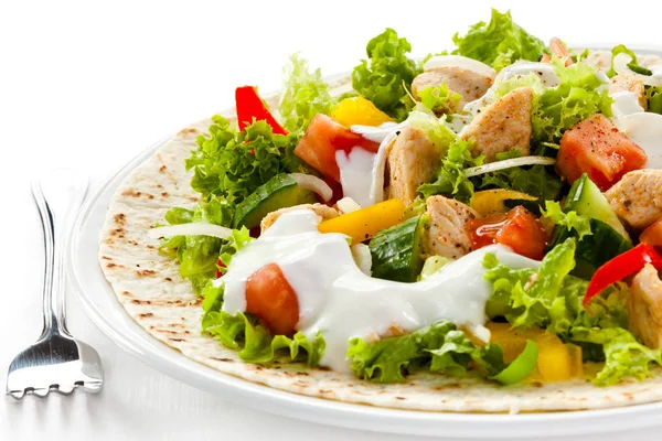 Kebab Carne Grelhada Legumes — Fotografia de Stock