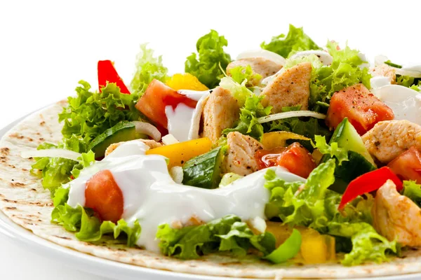 Kebab Grilované Maso Zelenina — Stock fotografie